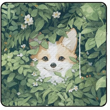 Xiputvl 3D-Eindruck Hund im Gras Picknickdecke Tiere Strandmatte Picknickdecken Wasserdicht, Faltbar Strandliege Für Park, GKunsten, Strand, Wasserdicht 200x200cm