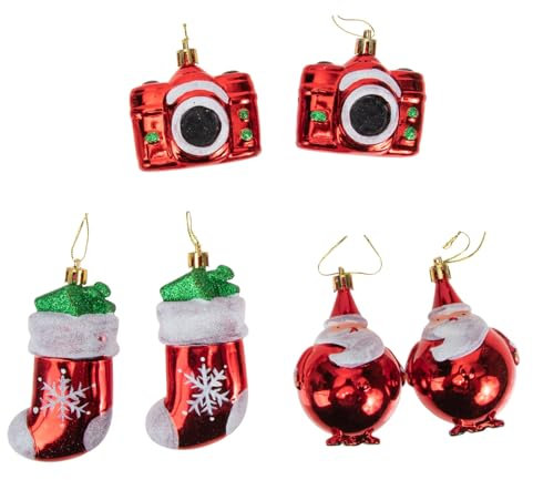 OFFSCH 6st Christbaumschmuck Weihnachtsbaumschmuck Zum Aufhängen Christbaumkugeln Hängende Weihnachtsschmuck Weihnachtsbaumkugeln Weihnachtsschmuck Basteln Selber Machen Plastik Rot