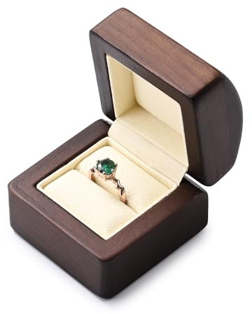 Oirlv Massivholz Einzigen Ring Box Schmuck Verlobung Vorschlag Ring Box, für Vorschlag, Hochzeit Engagement(Cremeweiß)