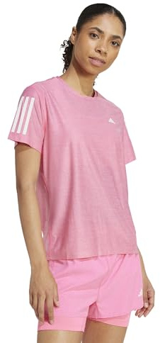 adidas Women's Own The Run Base Tee, Lucid Pink/White, S