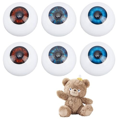 NBEADS 6 Pcs 3 Couleurs Des Yeux Réalistes, 23.5mm Yeux Effrayants D'Halloween en Acrylique Faux Yeux Demi Ronds pour Accessoires de Décoration D'Halloween Artisanat Fête et Cosplay