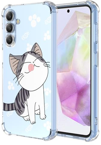 YUXING Cover Trasparente per Samsung Galaxy A36 5G - Custodia Protettiva Sottile in TPU Morbido Antiurto con Carino Motivo Disegno Cool (Cat)
