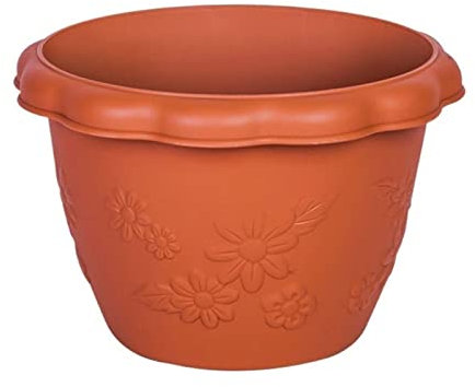 RKVXCJHDR Lot de 3 pots de fleurs d'intérieur en résine épaisse gaufrée pour plantes succulentes, pots de fleurs d'intérieur (rouge, taille L)