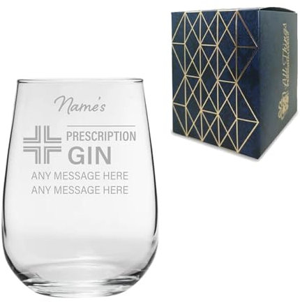Engraved Gin and Tonic Glass, Personalised Prescription for Gin Design, 590ml or 20oz Capacity, Gift Boxed, Funny Gift for Her
