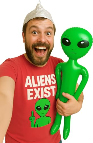 FIESTAS GUIRCA | Aufblasbarer grüner Alien (90 cm) - Lustiges Zubehör für Festivals Karneval Fasching Halloween - Aufblasbarer Außerirdische Accessoire für Space Kostüme