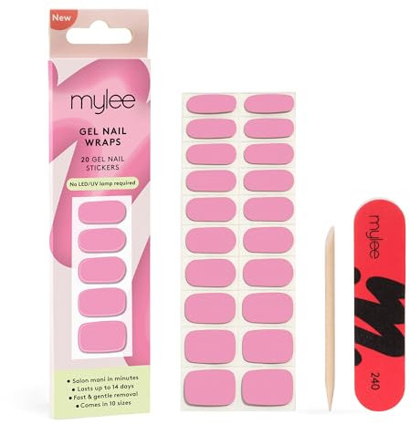 Mylee Gel Nail Wraps [Stand by Me] – 10 Pre-Cured Gel Stickers for Instant Mani – No Lamp Needed, Chip-Resistant, Glossy Finish, Lasts Up to 14 Days – Easy to Apply, Vegan & Cruelty-Free