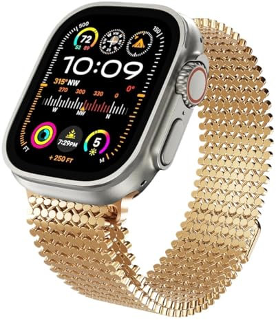 yaponuk Correa Milanesa Para Apple Watch Ultra 2 Para iWatch Series 10 9 8 7 6 5 4 SE Pulsera Correa(Rose Gold,42 44 45 49mm)