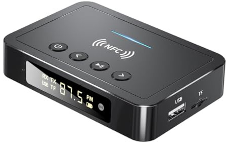 FUNNETOYU NFC Audio Wireless Empfänger mit optischem RCA und Aux Eingang Kabellose Übertragung Kompatibel mit TV Verstärkern und HiFi Systemen Infrarot Fernbedienung Unterstützt