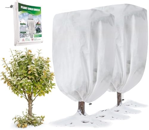 Nuyoah Winterschutz für Pflanze Außen 80x120cm 2Stk Pflanzenschutz Winter Frostschutz Pflanzen für Kübelpflanzen Vlies Winterabdeckung mit Zugband für Olivenbaum Palmen Balkonpflanzen