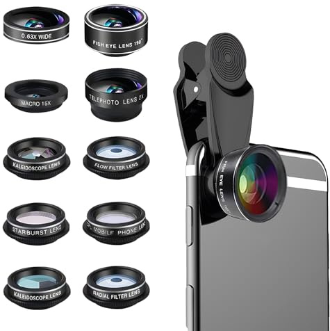 10 in 1 Objektiv Für Handy Handy Objektiv Fisheye-Objektiv Weitwinkelobjektiv Makroobjektiv (15x) Sternfilter Kaleidoskopobjektiv Cpl/Sternfilter Kompatibel Mit iPhone Und Den Meisten Smartphones