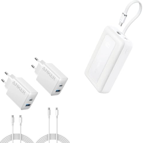Anker 20W Ladegerät(20W,2X 1.5m USB C Kabel) & Anker Powerbank (20000mAh, 30W, USB-C Kabel)