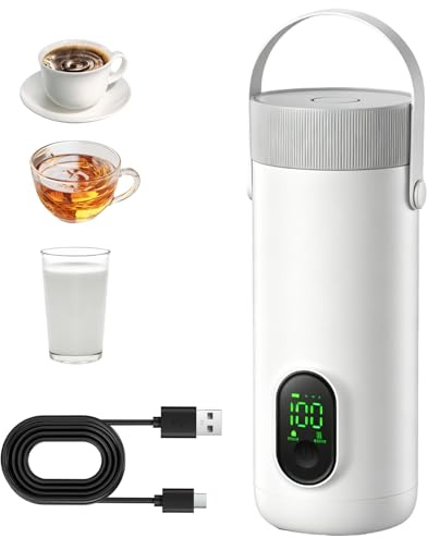 Reisewasserkocher, 500ML Kleiner Tragbarer Elektrischer Wasserkocher, 6 Temperatureinstellungen, Schnelles Kochen in 15 Minuten, Mini Wasserkocher für Auto, Camping, Wandern