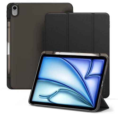 CACOE Coque pour iPad Air 11 M4/M3/M2, iPad 10,9 Air 5/4, Noir | Étui avec Porte-Stylet Support Mince Dos Dur Housse avec Veille/Réveil Automatique