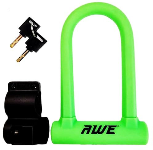 AWE Silicone Hardened Steel 130mm x 210mm Bicycle Bike Shackle U Lock with Keys
