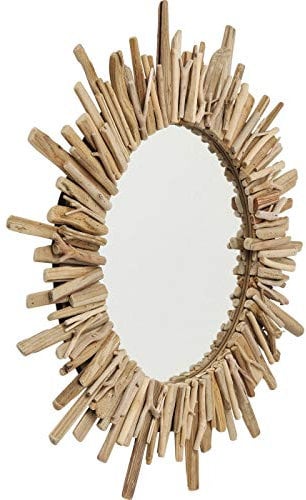 Kare Design Spiegel Legno Ø82cm Braun, Wandspiegel, Holz Rahmen, Vintage, leichte Wandmontage, Dekospiegel, Spiegel, runder Wandspiegel, 82x82x6cm