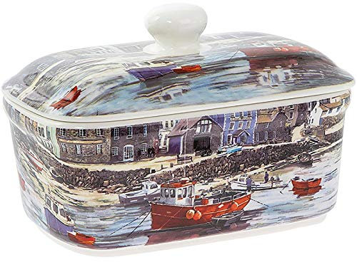 'The Old Harbour' Boats Design Butter Dish Fine China *Boxed*