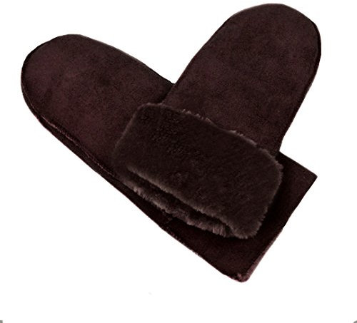 MEGAUK Damen Fäustlinge mit Warme Gefüttert - Lammfell Design Handschuhe - Kunstfell Winterhandschuhe - Winter Fausthandschuhe (Braun)