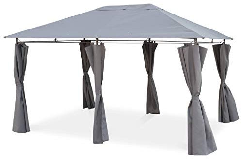 sweeek Alice's Garden - Tonnelle 3x4 m - Divio - Toile Grise - Pergola avec Rideaux. Tente de Jardin. Barnum. chapiteau. réception