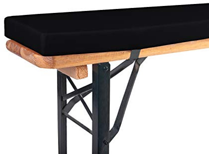 TexDeko® Bierbankauflage gepolstert 220x25x4cm XL für Bierzeltgarnitur Bankauflage waschbar mit Reißverschluss zum selber aufziehen (Schwarz)