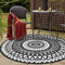Nuu Garden Runder Outdoor-Teppich für Terrassen, kariert, wendbarer Terrassenteppich, Kunststoff-Strohhalm, Innen- und Außenbereich, runder Teppich für draußen, Wohnmobil, Camping, 1.5x1.5 m