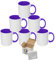 MR.R 11oz Sublimation Blank Coffee Mugs,Cup Blank White Mug Cup with Purple Color Mug Inner and Handle,Set of 6