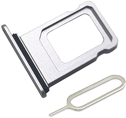 SIM Card Slot Holder Replacement Part for iPhone 11 Pro/iPhone 11 Pro Max Incl Eject Pin + Cloth (Silver)