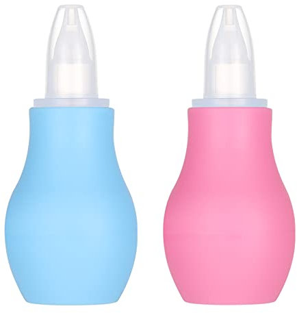 Firtink 2 Packs Baby Nasal Aspirator, Baby Nose Sucker Nose Cleaner Babys Nasal Cleaner Mucus Removal for Newborns(Pink+Blue)