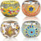 DEAYOU 4 Pack Glass Candle Holders Mosaic, Decorative Glass Tealight Votive Holder Bowl, Scented Candle Stand for Lighting Decor, Gift, Aromatherapy, Also Used as Vase, Pen Holder, Potted Plant Bowl