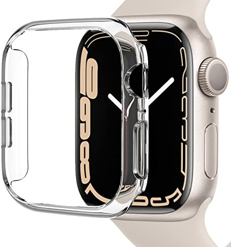 Miimall Kompatibel mit Apple Watch Series 8/7 41mm 45mm Hülle, Harter PC Schutzrahmen Ultradünne Kratzfest Stoßfest Schutzhülle für Apple Watch Series 8/7 41mm - Transparent