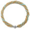 COOLSTEELANDBEYOND Gold Türkis Statement Anhänger Multi-Schichten Perlen Kristall Geflochtene Kette Halsband Choker Magnetverschluss