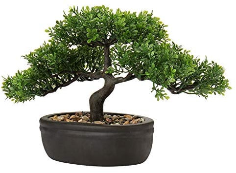 Hollyone Bonsaï Artificiel 22,9 cm - Plante d'Intérieur Japonaise - Décoration pour Bureau, Table, Rebord de Fenêtre