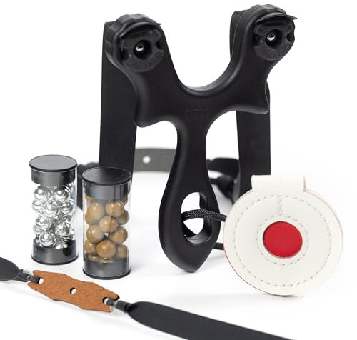 SimpleShot BeanFlip Schleuder mit Zielscheibe und Tonmunition für Anfänger und Profi Jagd Zielschießen (Schwarz)