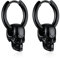 Bandmax Herren Damen Schwarze Totenkopf Ohrringe Totenkopf Ohrhänger Kreolen aus Edelstahl Creolen Schädel Hängeohrringe Moderner Schmuck Accessoire für verschiedene Anlässe