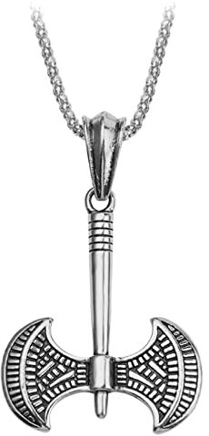 necklace Hip Hop Rock Gold Silver Color Stainless Steel Ax Hatchet Double Edged Axe Pendants Necklace for Men jewelry