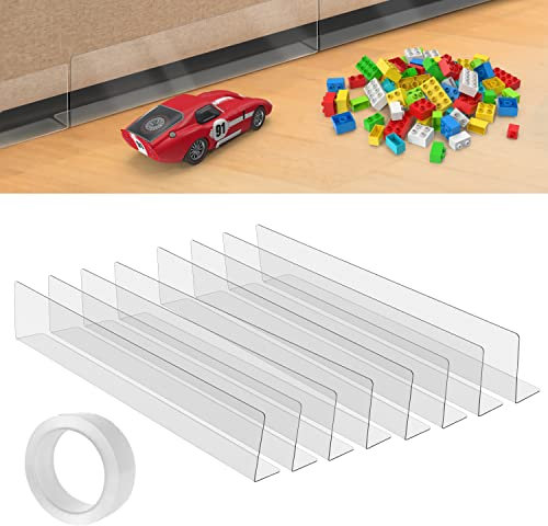 FNG8 Bloqueurs Transparents pour Dessous de Meubles avec Ruban Adhésif [Lot de 8] - Protège Canapé Chat, Jouets & Poussière - Barriere Jouet pour Dessous de Lit, Armoire, Commode, Table