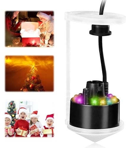 Delamiya Ultraschall Vernebler, Nebler Ultraschall Vernebler, 12 LED Three Color Gradient Atomizer, Mist Maker Wassernebler Fogger mit Abnehmbarem Spritzschutz für Springbrunnen,Teich,Nebel