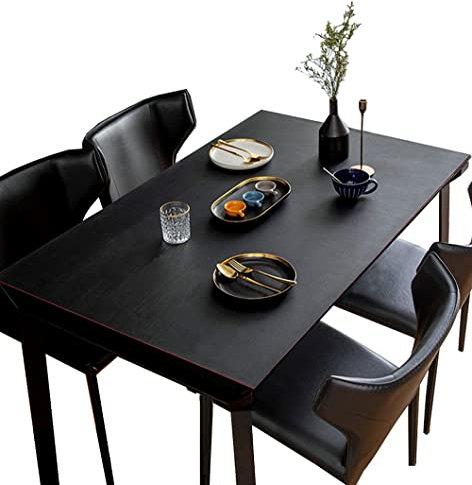 FANIVIN PU Tischdecke Tischmatte Schreibtisch Tischfolie Haushalt Küche Bürobedarf Doppelseitig Tischschutz Matte Wasserdicht Schwarz+Rot 75 * 120cm