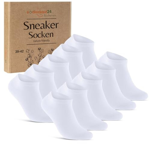 10 Paar Sneaker Socken Herren Damen Baumwolle Komfortbund ohne Naht 70102T WP (Weiß 35-38)