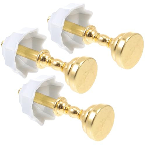 FOMIYES 3er Set Miniatur-Lampen für Puppenhaus (1:12) - Goldene LED-Tischlampen als Nachttisch-Modell (Puppenhaus-Zubehör für Kinder)