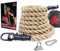 TORO GEAR | 38 Millimeter Juteseil zum Klettern, 3-6 Meter | Kletterseil mit Karabinerhaken und Aufhänger für Crossfit, Fitness, Fitnessstudios und Feuerwehrtraining (38 mm X 5,5 m)
