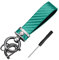 CGEAMDY Porte-Clés Voiture en Cuir Véritable, Portable Porte Clés en Fibre De Carbone Avec Anneau Anti-Perte, Léger Simple Et Pratique, Universel Cadeau Pour Homme Et Femme (Vert)