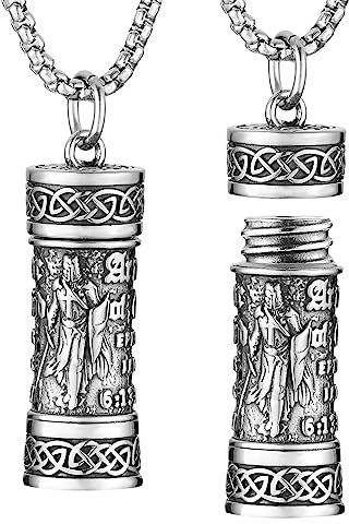 HZMAN Knights Templar Cremation Ashes Container Necklace Stainless Steel Commemorative Pendant for Men Soldier
