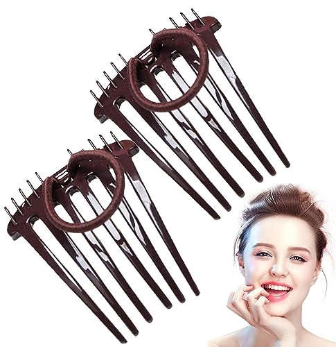 Haarkamm zum Stecken | 2/4 Stück Bandette Kamm mit Haargummi | Vintage Bandette-Kämme für flauschiges Haar | Haarkämme mit Seitlichem Clip Haarstyling Zubehör für Damen