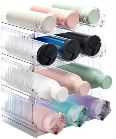 ACEROMT 4 Niveaux Porte Bouteilles Empilable - Range-Bouteille pour Frigo Range Bouteille Vin pour Congélateur Placard Cuisine Bouteille Rangement Armoire Cuisine Organisateur pour comptoir
