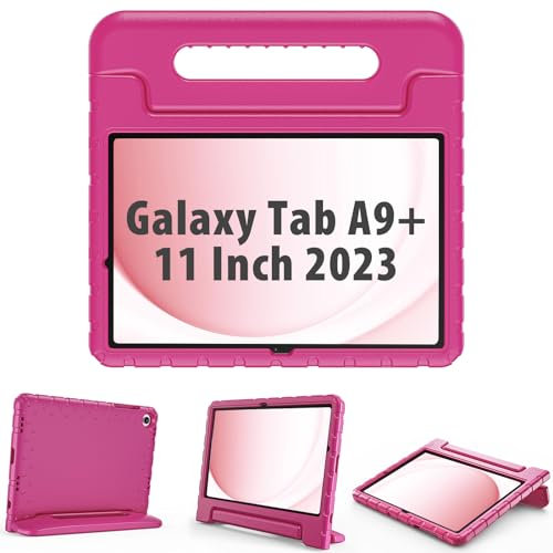 ProCase Kids Case for Galaxy Tab A9+ Plus 11 Inch 2023 SM-X210/X215/X216/X218, Shockproof Lightweight Kids Friendly Case with Convertible Handle Stand for Girls Boys Children Toddler Baby -Magenta