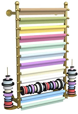 Geschenkpapier-Aufbewahrungsregal für die Wand, Bandständer aus Metall mit großer Kapazität für Blumenladen/Bastelraum, Verpackungsbandspender (Farbe: Gold, Größe: 70 x 20 x 120 cm)