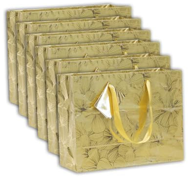 Clairefontaine 212850Cpack - Packung 5 Geschenktasche - Tüte , Format Shopping (32x13x24,5cm), Kollektion Trésor, 170g, Blätter -Silber - Floral, geeignet für voluminöse Geschenke, 1 Pack