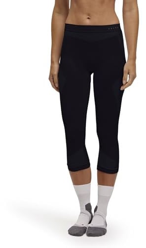 FALKE Damen Baselayer-Hose Warm 3/4 W Ti Funktionsmaterial schnelltrocknend 1 Stück, Schwarz Black 3000, L