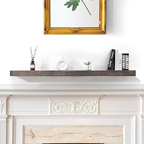 Houseables Fireplace Mantel, Floating Mantel Shelf, 66 Inch, Grey Wood Mantel, Fireplace Mantle Shelf, Fireplace Shelf, Floating Fireplace Mantel Shelf, Wooden Mantel for Fireplace, Wall Mantel Shelf