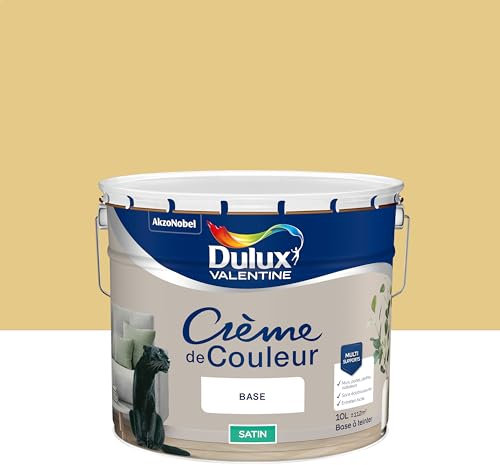 Dulux Valentine Crème de Couleur - Peinture multi-supports intérieure - Satin Jaune Safrané 10 L